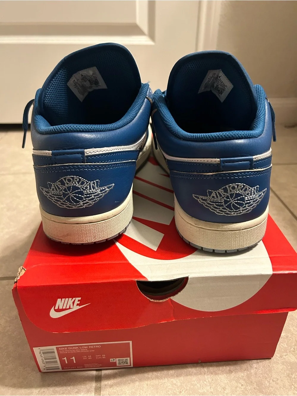 Jordan Kids' White and Blue Low-Top Sneakers